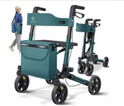 Rollator, składany balkonik z torbą na zakupy i siedziskiem zielony Kesser 