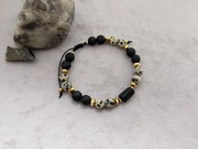 Bransoletka męska/unisex turmalin, jaspis, lawa, hematyt, stal UNIKAT 