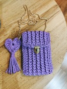 Torebka -etui na telefon lawendowa handmade 