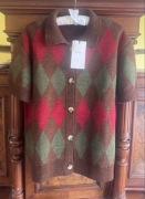 ZARA Sweter kardigan rozpinany żakardowy w romby