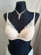 Elegancki kremowy stanik biustonosz koronkowy push-up 75B