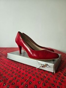 Skórzane buty damskie szpilki czerwone lakierowane rozmiar 41