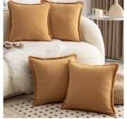 Mandioo Zestaw 4 poszewek na poduszki z frędzlami z czystej bawełny 50x50cm