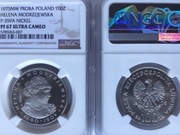 100 ZŁ Próba NIKIEL H.MODRZEJEWSKA 1975 NGC PF67 2 MAX PIĘKNA