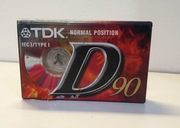 Kaseta magnetofonowa TDK D 90 IECI/TYPE 1 Nowa folia 