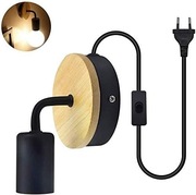 kinkiet z metalu i drewna czarny E27 1,5m