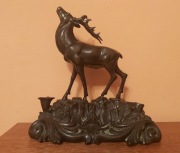 Piękna figurka myśliwska holenderska XXw Jeleń z brązu. Byk, rykowisko. 