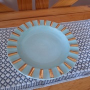 Seledynowo złoty talerz 