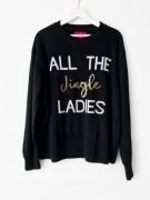 48 Threadbare czarny świąteczny sweter z napisem