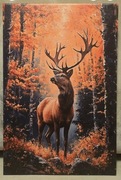 Piękny obraz myśliwski JELEŃ BYK Rykowisko. Polowanie. 30x45cm. Nowy