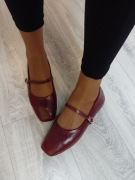 (40/41) Bordowe baleriny wieczorowe z zapięciem, NOWE 