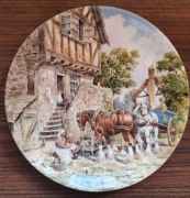 WEDGWOOD Talerz ozdobny porcelanowy wieś konie