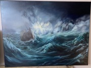 OBRAZ OLEJNY 60x80 – SZTORM NA MORZU - MARYNISTYCZNY