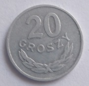 20 GROSZY 1965 -  ODWROTKA O 180 STOPNI