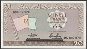 Rwanda 20 franków 1976 - BC - stan bankowy UNC