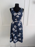 granatowa luźna i prosta sukienka w kwiaty XL bez rękawów – XL/42