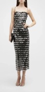 Sukienka koktajlowa midi S Cekiny Czarna Srebrna
