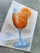 Włoska inspiracja Aperol Spritz drink obraz akwarela 15x21oprawiony