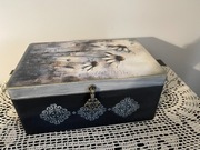 Pudełko, kuferek, szkatułka, kwiaty, decoupage, 
