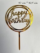 Topper napis na tort „Happy birthday” złoty 