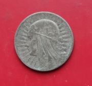 5 ZŁOTYCH GŁOWA KOBIETY 1933 rok - srebro AG oryginał N2