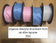 Wstążka organza 5 cm zestaw ok. 45 m dekoracyjna do pakowania prezentów