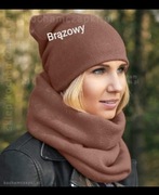 Brązowy komplet czapka komin Polska produkcja