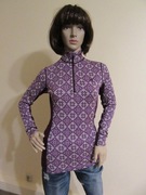 KARI TRAA damska bluzka fiolet norweski wzór stójka 100% wełna merino _ S