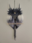 Sowa makrama ręcznie robiona, dekoracja ścienna 