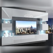 Biała meblościanka do salonu meble pokojowe połysk