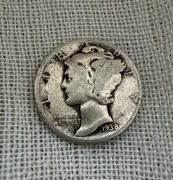 Srebrna moneta Mercury Dime 1938 srebro USA 10 cent centów