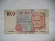 BANKNOT  WŁOCHY 1000 LIRE 1990 r.