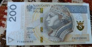 Banknot 200 zł 666 radar FX6669666