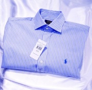 Polo Ralph Lauren  koszula M 39 Easy Care Japan błękitna biały prążek kiton