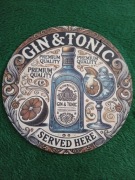 Tablica z drewna do powieszenia Gin i Tonic średnica 20 cm 