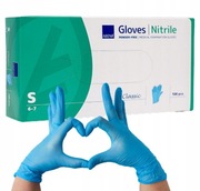 RĘKAWICZKI NITRYLOWE  S niebieskie BEZPUDROWE "tzw gumowe"100 szt.