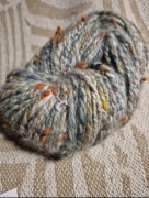 Włóczka duzy błyszczący motek 200g angora merino jedwab szary zielony