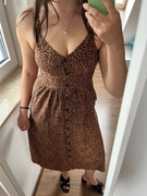 Sukienka midi Lindex panterka rozmiar L wiskoza lato wakacje old money