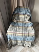 Koc - pled motyw krata 100 % wełny 130x180