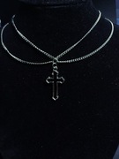 Naszyjnik Srebrny z Krzyżem Podwójny Łańcuszek Unisex