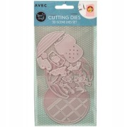 Wykrojnik zestaw szablon 3D 3 sztuki Scenka Dom Salon Pies Kot do wycinania