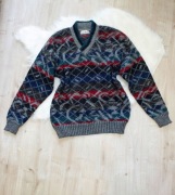 sweter, rozm. M, vintage, unikat, ugly sweater, kolorowy, wzorzysty, ciepły