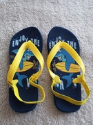 Niebieskie kolorowe sandały klapki japonki w rekiny ryby ok. 32