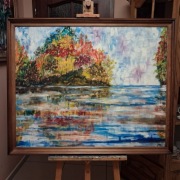 OBRAZ OLEJNY NAD WODĄ 80cm x 100cm 