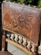 Krzesła secesyjne drewniane/skora 2 szt