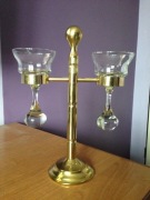 Świecznik mosiężno-szklany, piękny, niepowtarzalny.