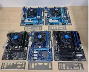 Pięć płyt głównych z procesorami i pamięcią ram. 100% sprawne.