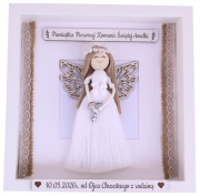 Pamiątka Pierwszej Komunii Świętej Ramka 3D Anioł Stróż Rękodzieło Prezent