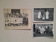 Stare zdjęcie KOMUNIA przedwojenne + PRL dzieci rodzina vintage