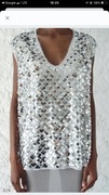 ZARA Bluzka srebrna z cekinami ZARA WOMAN COLLECTION